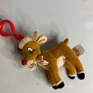 Rudolph red nose reindeer plush 4” prestige vintage keychain 99’